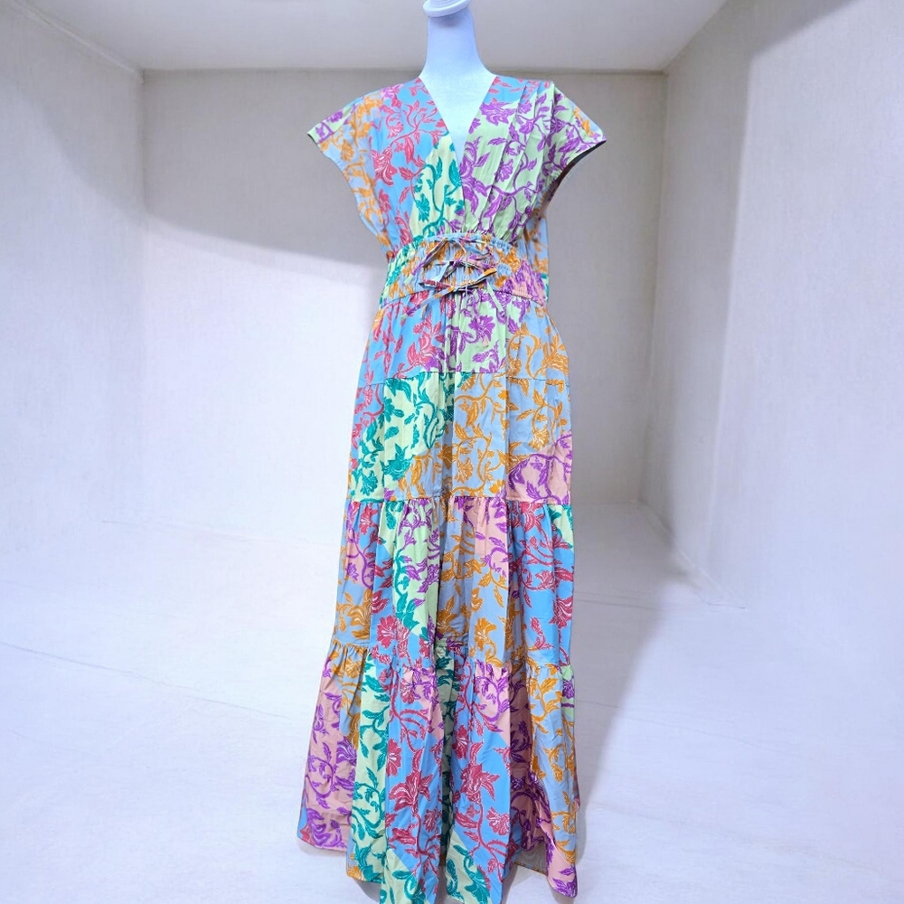 Derek Lam Multicolor Floral Patchwork Maxi Dress … - image 1